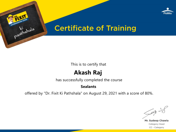 Dr fixit Training and certificates
